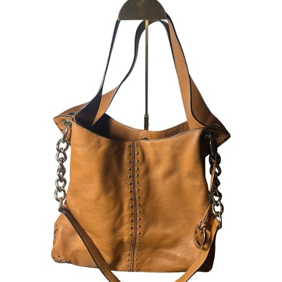 Michael Kors Tan Leather Shoulder Bag with Chain Detail - Picture 1 of 3